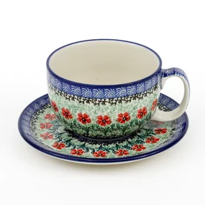 Komplet filiżanka + spodek 769 0,35l <br>1916X Czerwone kwiatuszki